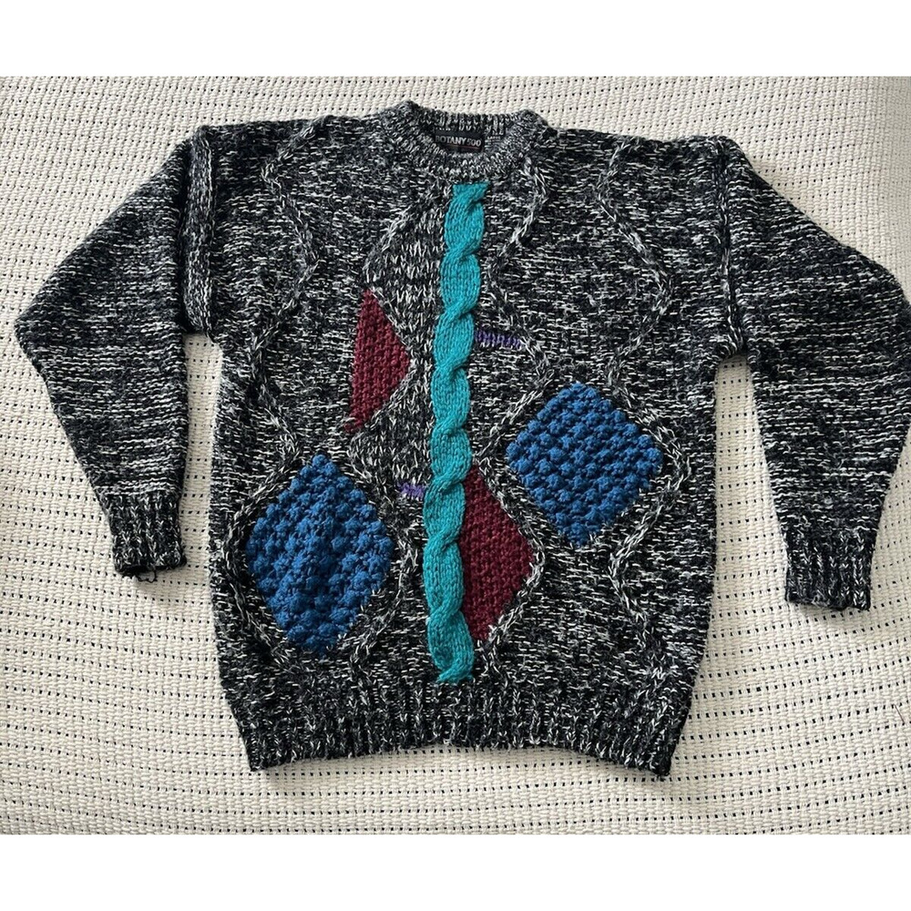 VTG Botany 500 Large Chunky Acrylic Sweater 1980’s Grandpa Cosby Color Block